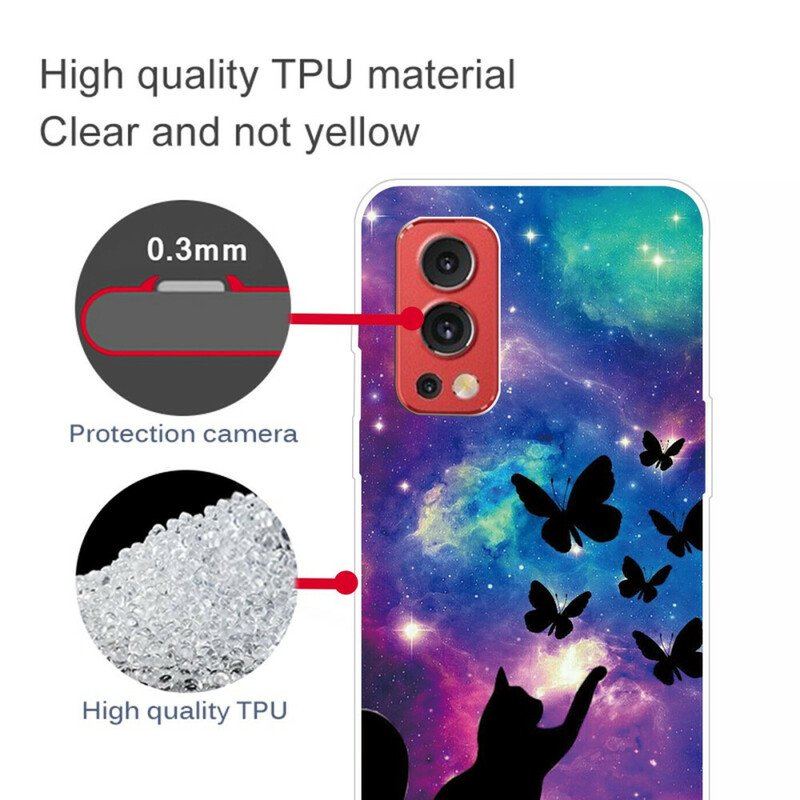 Etui do OnePlus Nord 2 5G Kot I Motyle W Kosmosie