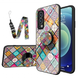 Etui do OnePlus Nord 2 5G Patchworkowy Uchwyt Magnetyczny