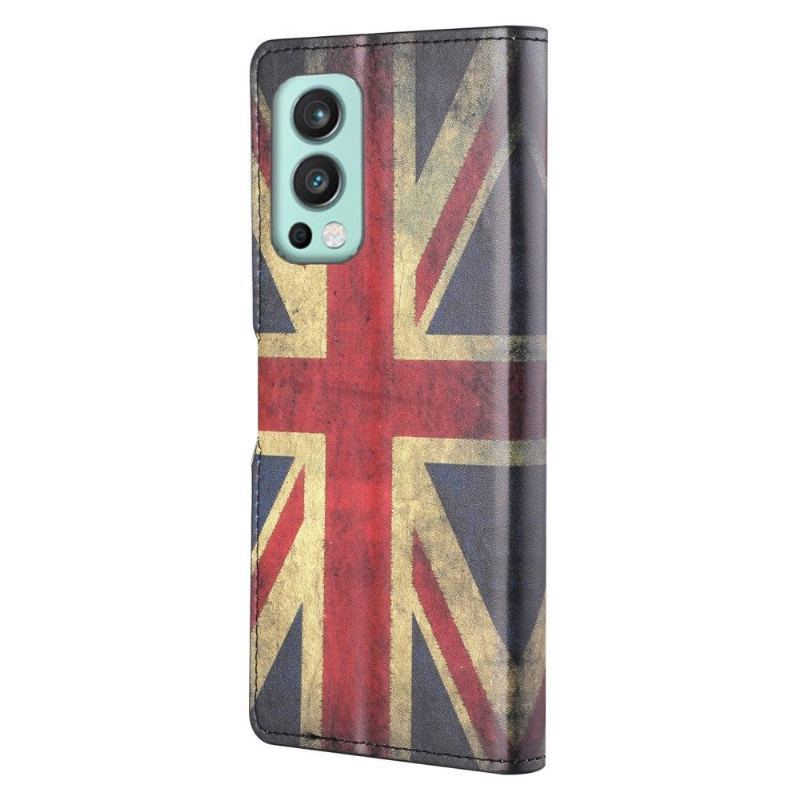 Etui Folio do OnePlus Nord 2 5G Classic Vintage Flaga Brytyjska