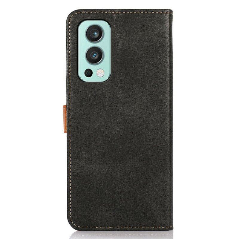 Etui Folio do OnePlus Nord 2 5G Dwukolorowe Złote Zapięcie Khazneh