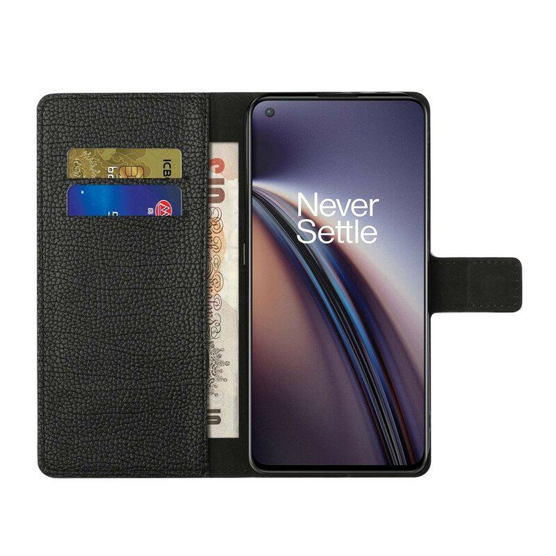 Etui Folio do OnePlus Nord 2 5G Efekt Skóry Licowej Liczi