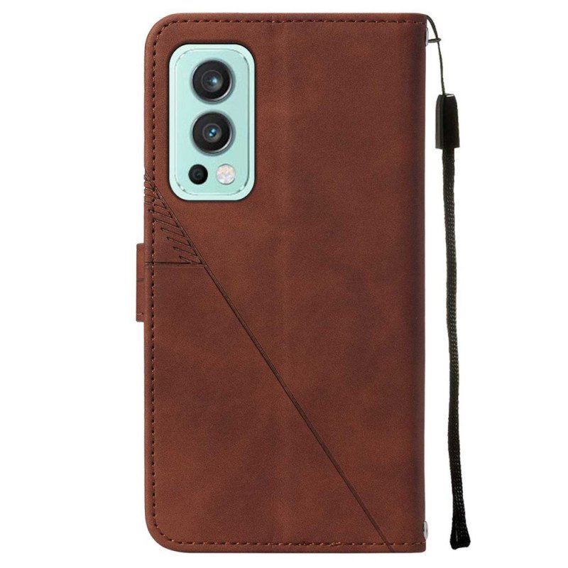 Etui Folio do OnePlus Nord 2 5G Efekt Skóry Piramidy