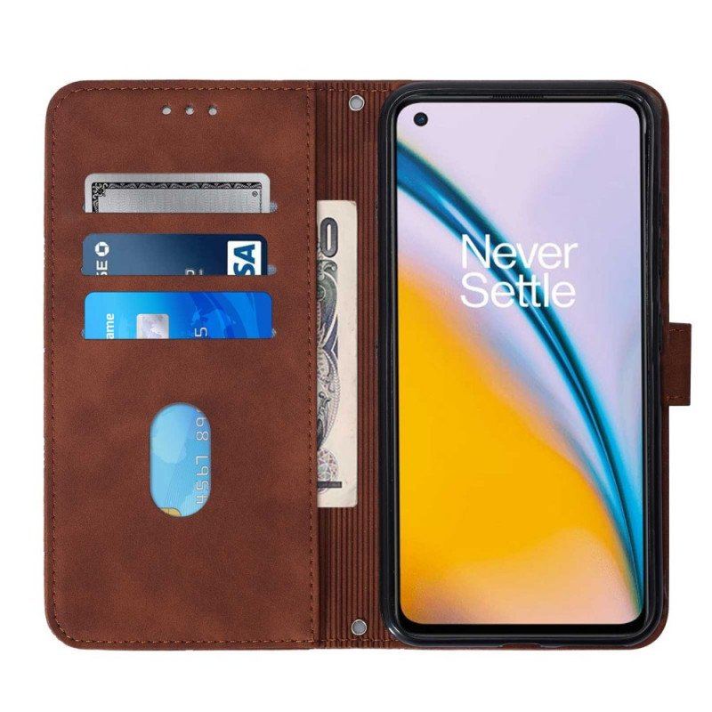 Etui Folio do OnePlus Nord 2 5G Efekt Skóry Piramidy