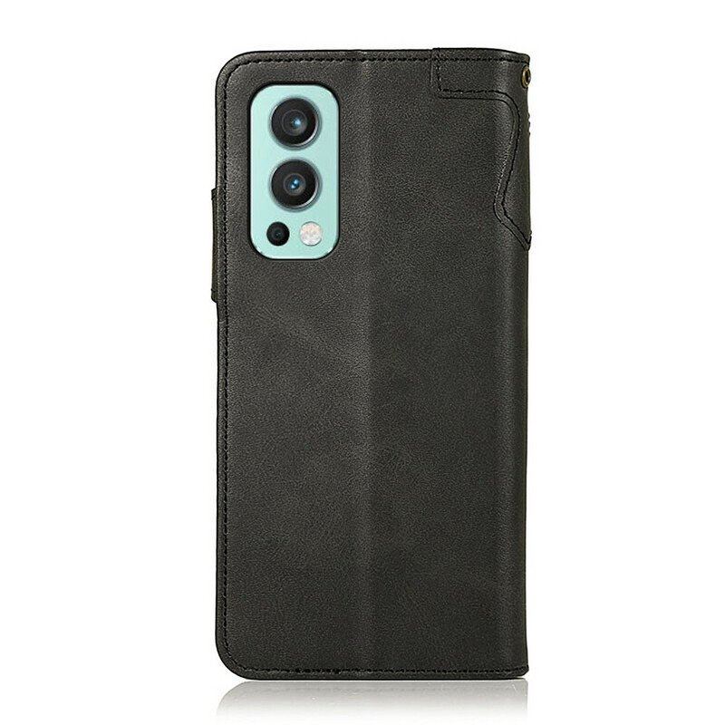 Etui Folio do OnePlus Nord 2 5G Guzik Khazneh Ze Sztucznej Skóry