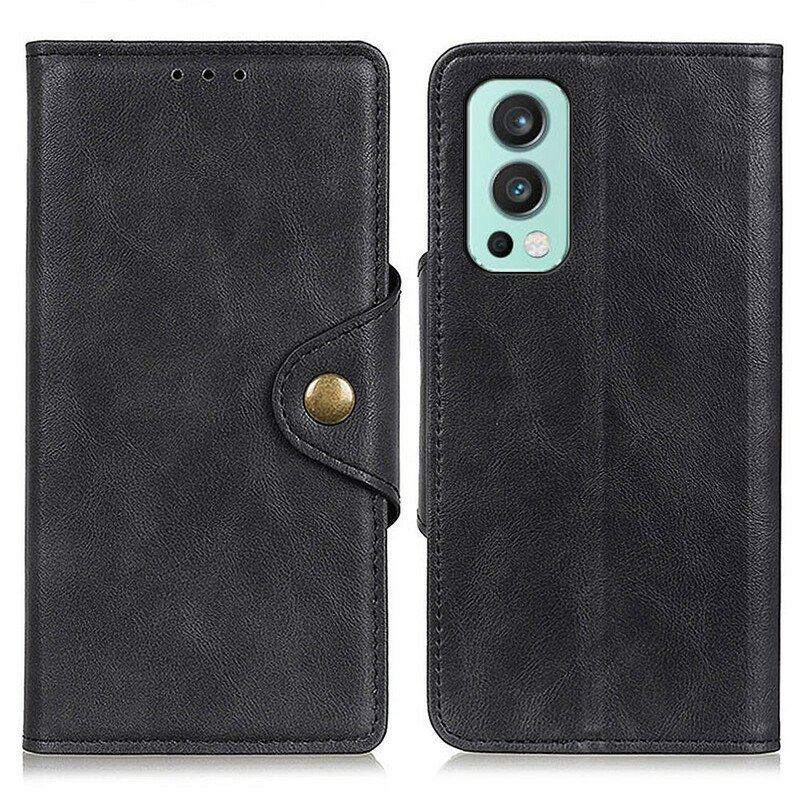 Etui Folio do OnePlus Nord 2 5G Guzik Ze Sztucznej Skóry