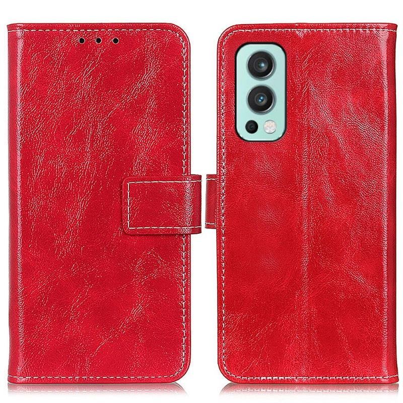 Etui Folio do OnePlus Nord 2 5G Luksusowe Szwy Z Efektem Skóry