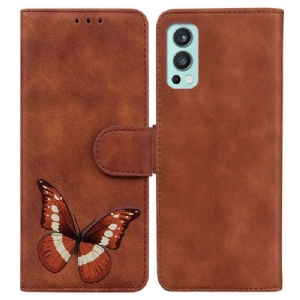 Etui Folio do OnePlus Nord 2 5G Motyl Dotykający Skóry