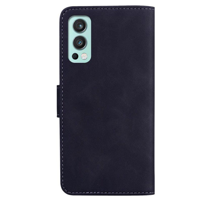 Etui Folio do OnePlus Nord 2 5G Motyl Dotykający Skóry