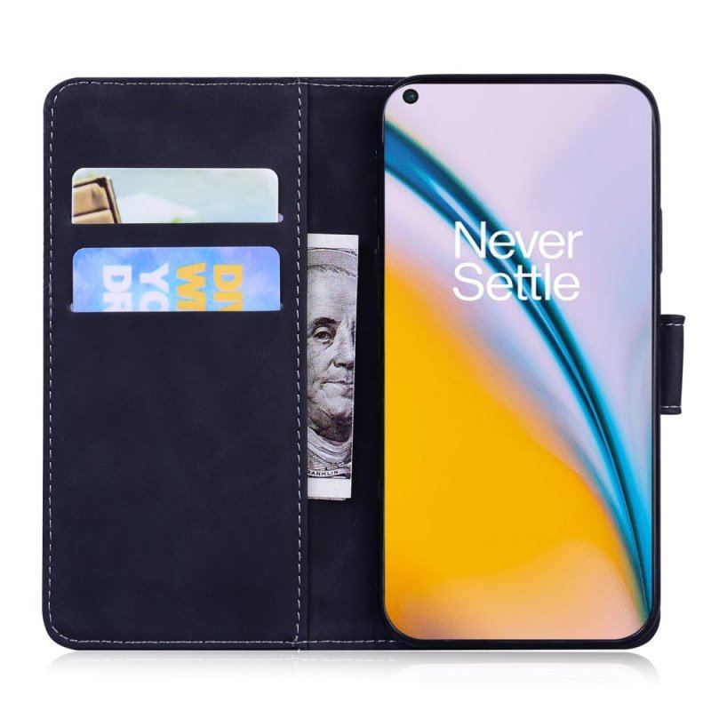 Etui Folio do OnePlus Nord 2 5G Motyl Dotykający Skóry