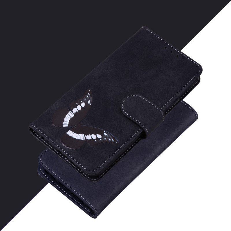 Etui Folio do OnePlus Nord 2 5G Motyl Dotykający Skóry