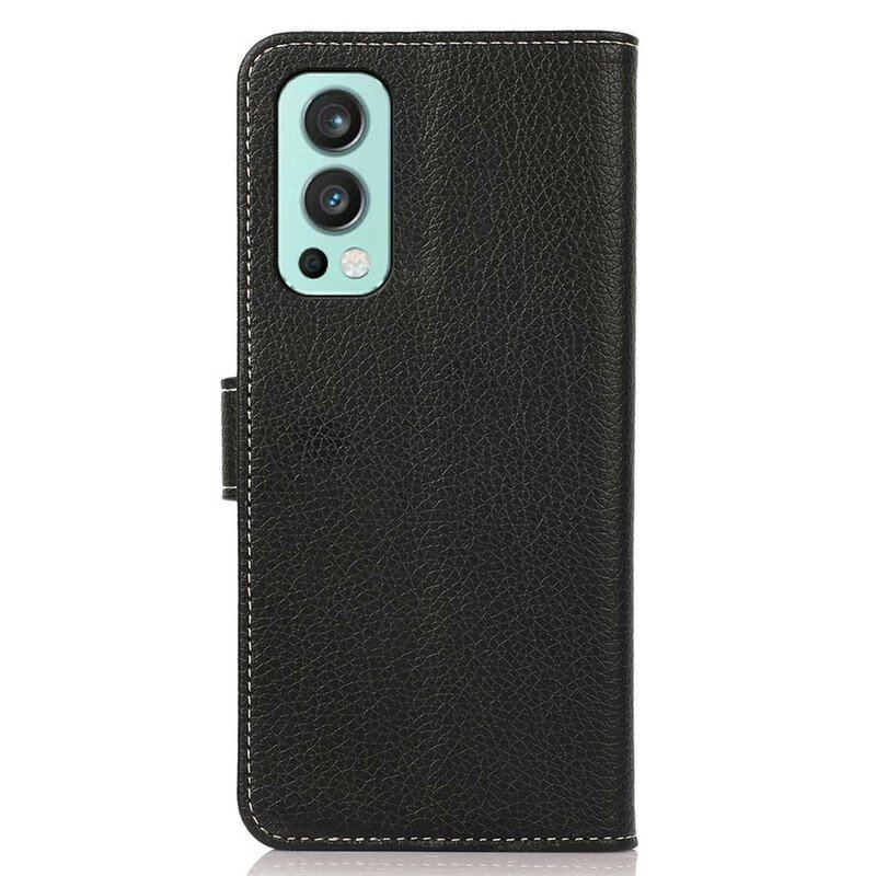 Etui Folio do OnePlus Nord 2 5G Skóra Liczi Ze Szwami