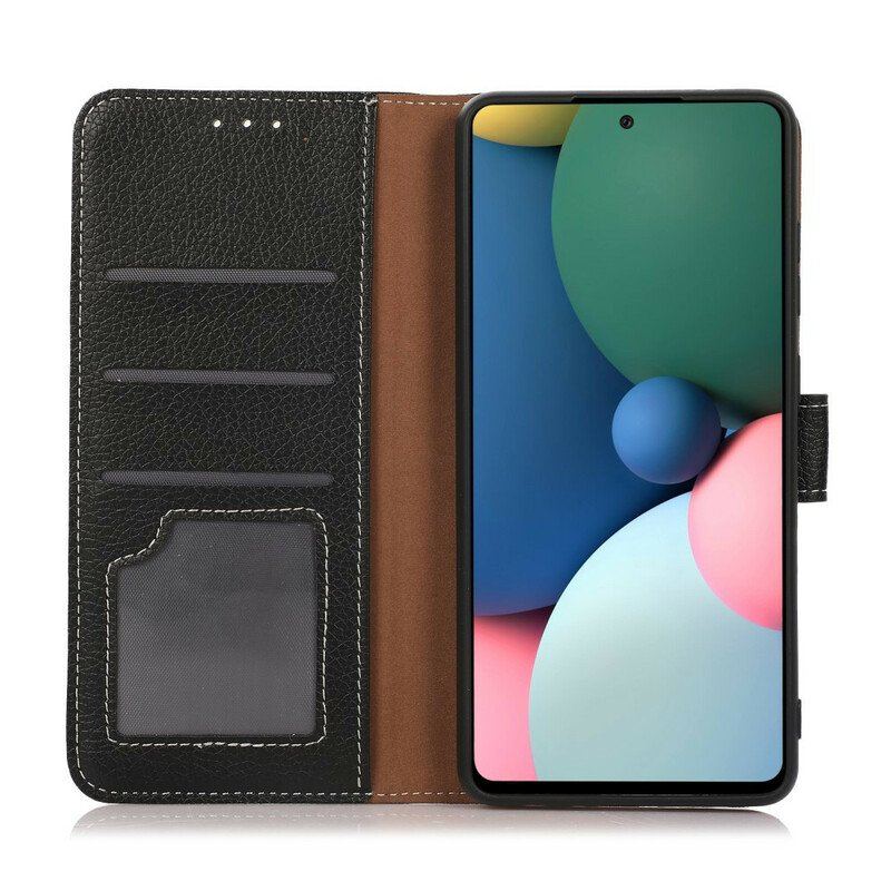 Etui Folio do OnePlus Nord 2 5G Skóra Liczi Ze Szwami