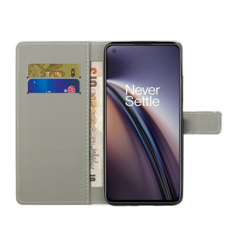 Etui Folio do OnePlus Nord 2 5G z Łańcuch Motyle Wariacje Paska