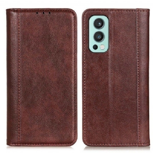 Etui Na Telefon do OnePlus Nord 2 5G Etui Folio Wersja Ze Skóry Split Litchi