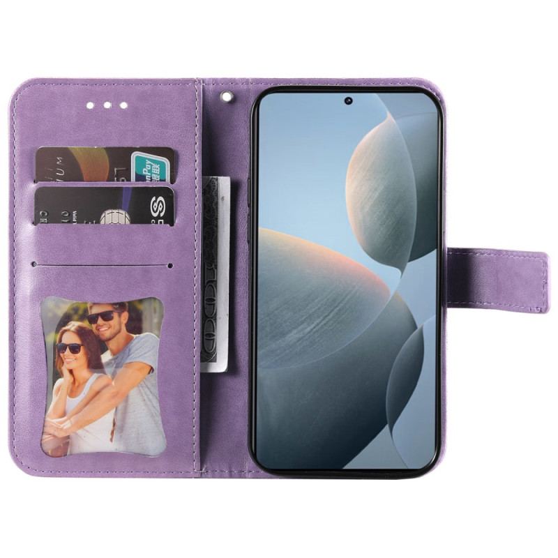 Etui Folio Do Poco X6 Pro 5g Kwiatowy Wzór Z Paskiem