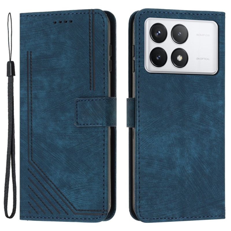 Etui Folio Poco X6 Pro 5g Geometryczne Linie Z Paskiem Etui Ochronne