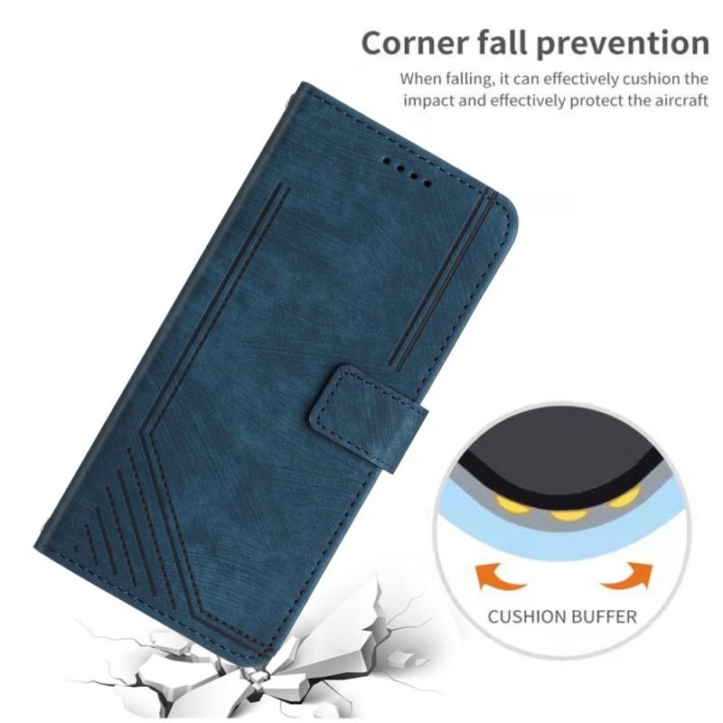 Etui Folio Poco X6 Pro 5g Geometryczne Linie Z Paskiem Etui Ochronne