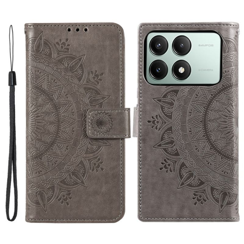 Etui Folio Poco X6 Pro 5g Mandala Słońce Z Paskiem Etui Ochronne