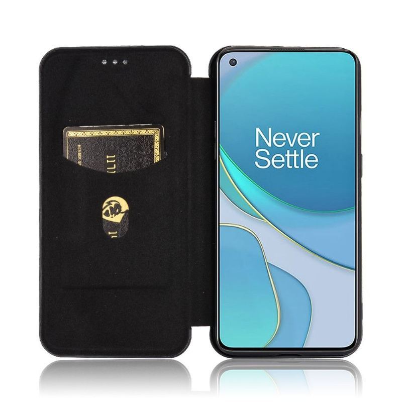 Etui Folio do OnePlus 8T Classic W Stylu Włókna Węglowego Ze Sztucznej Skóry