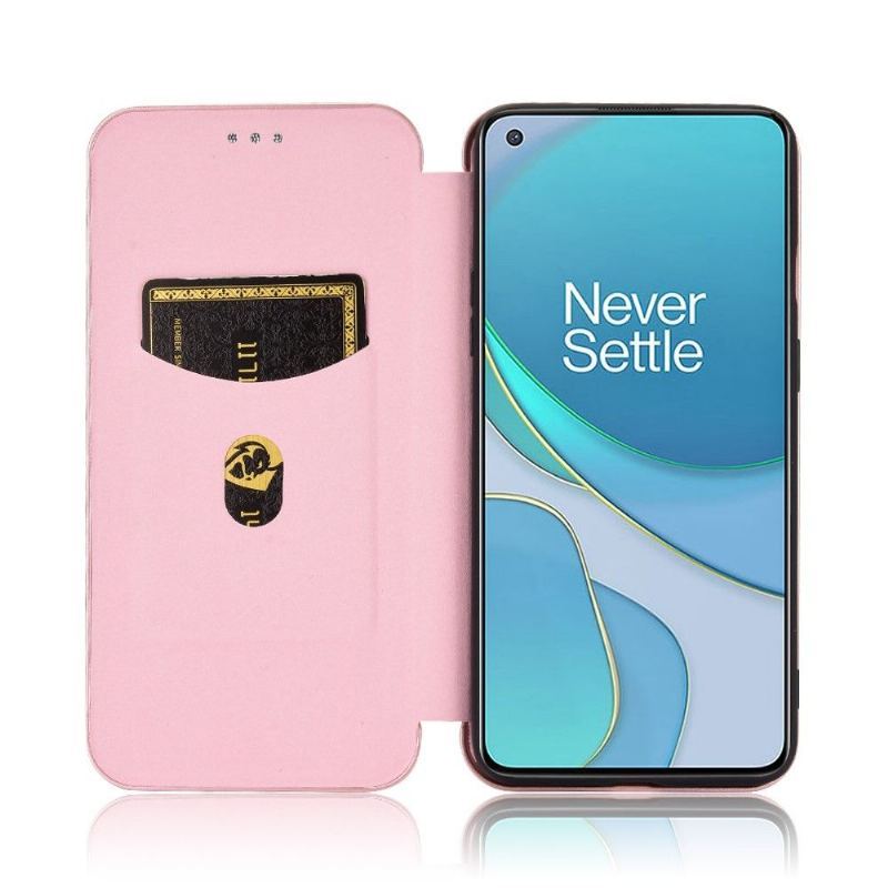 Etui Folio do OnePlus 8T Classic W Stylu Włókna Węglowego Ze Sztucznej Skóry