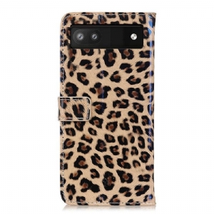 Etui Folio do Google Pixel 6a Faux Leather Leopard Style