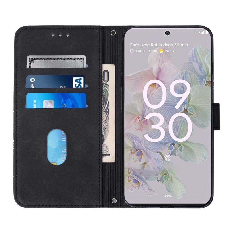 Etui Folio do Google Pixel 6a Geometryczny Wzór Z Paskiem