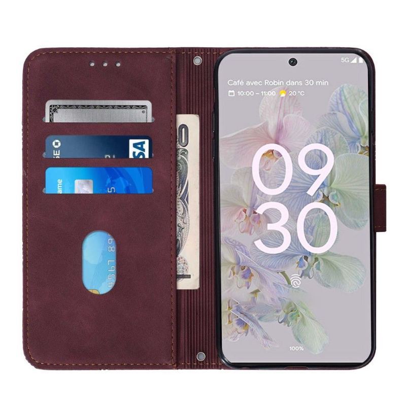 Etui Folio do Google Pixel 6a Geometryczny Wzór Z Paskiem