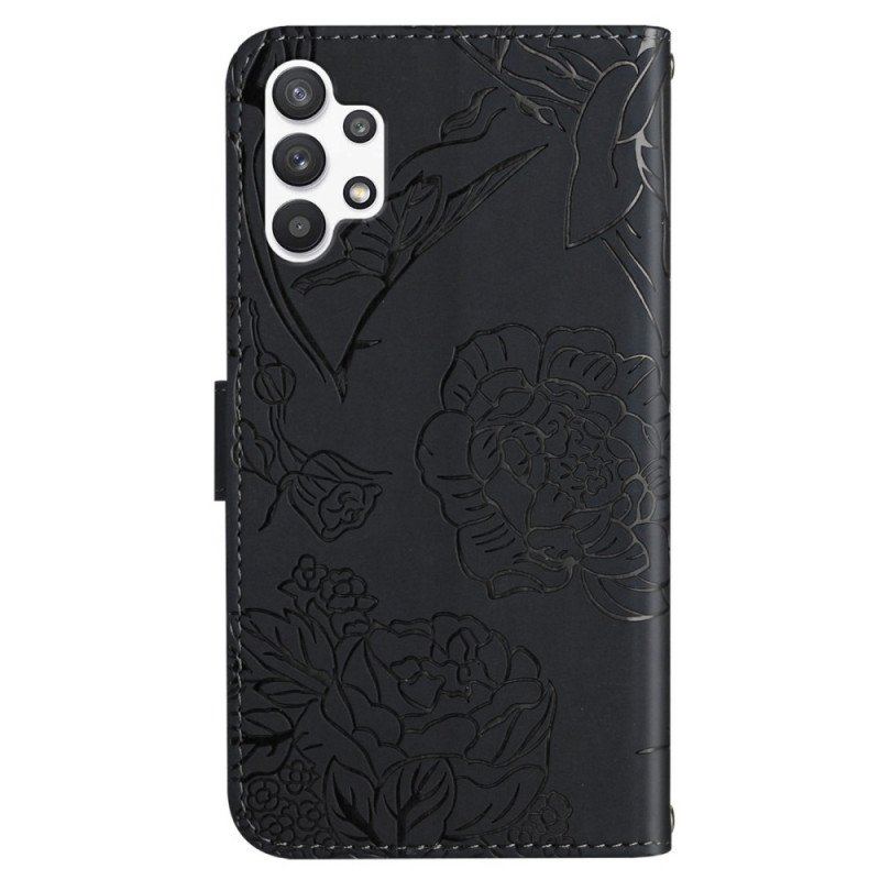 Etui Folio do Samsung Galaxy A13 Motyl Ze Smyczą