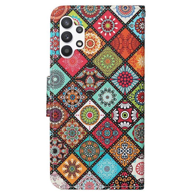 Etui Folio do Samsung Galaxy A13 Patchwork Ze Smyczą