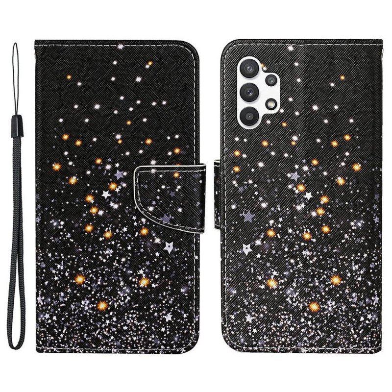 Etui Folio do Samsung Galaxy A13 z Łańcuch Czarny Pasek