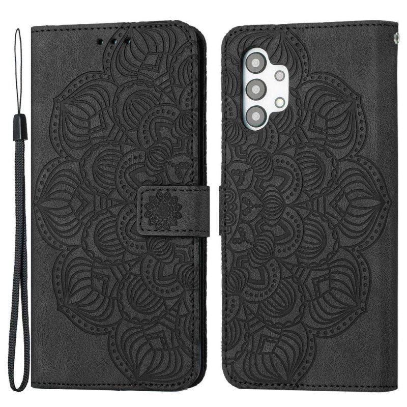 Etui Folio do Samsung Galaxy A13 z Łańcuch Mandala Z Paskami W Stylu Vintage