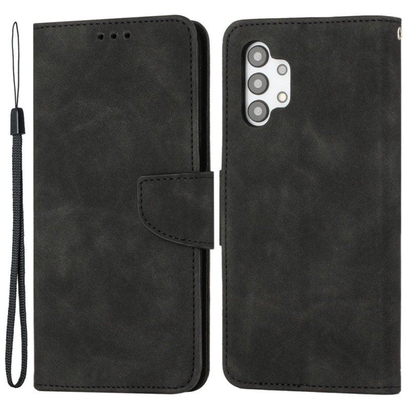 Etui Folio do Samsung Galaxy A13 z Łańcuch Styl Vintage Z Paskami