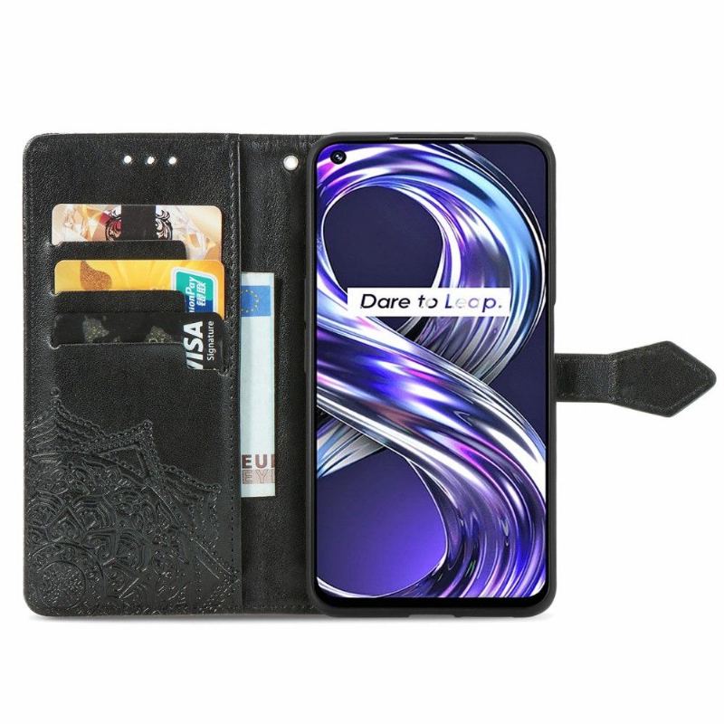 Etui Na Telefon Pokrowce do Realme 8i Biznes Mandala Relief Faux Leather