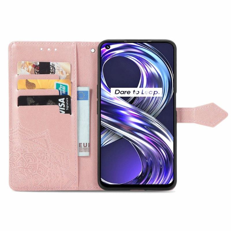 Etui Na Telefon Pokrowce do Realme 8i Biznes Mandala Relief Faux Leather