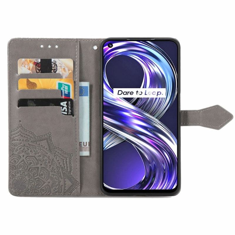 Etui Na Telefon Pokrowce do Realme 8i Biznes Mandala Relief Faux Leather