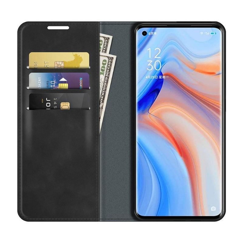 Case do Oppo Find X3 Neo Biznes Faux Skórzany Stojak Funkcyjny