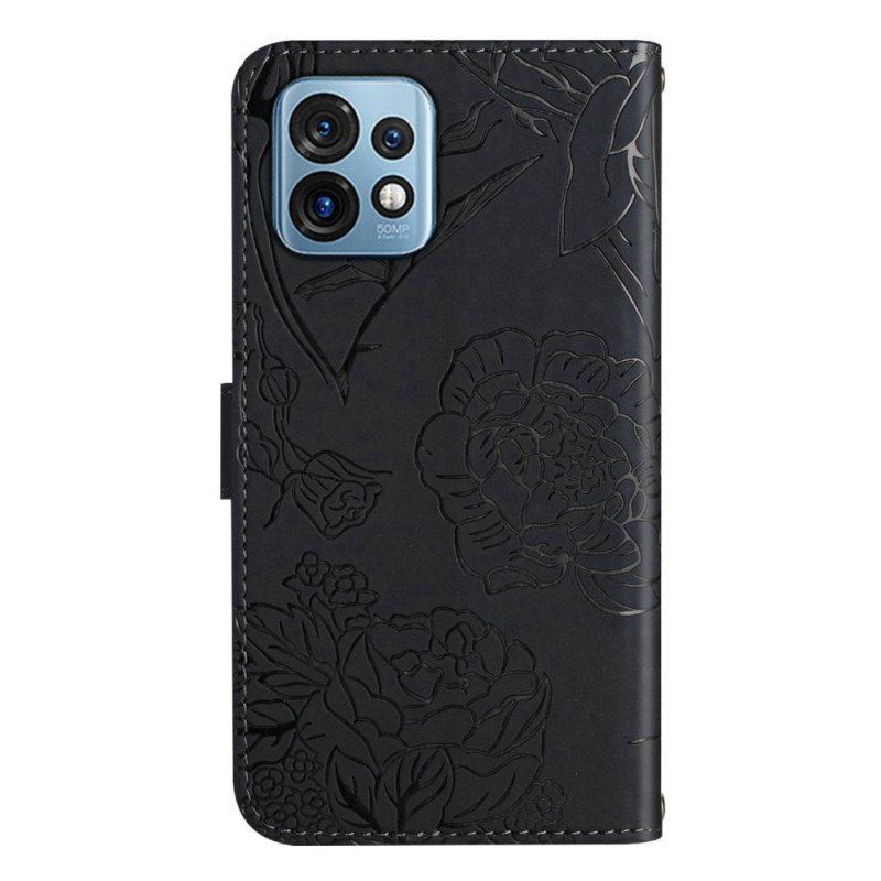 Etui Folio do Motorola Edge 40 Pro Motyl Ze Smyczą