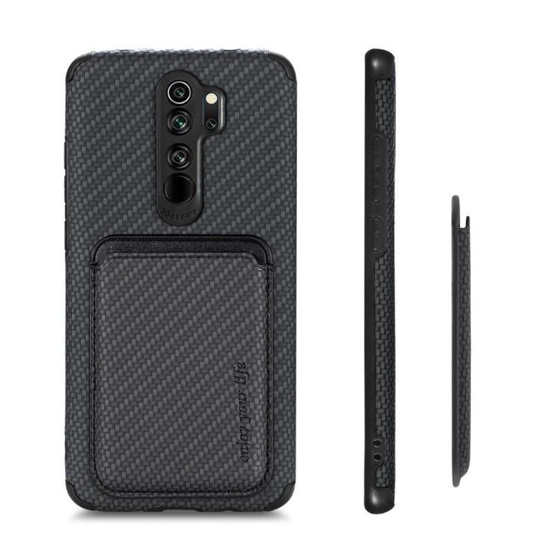 Etui do Xiaomi Redmi Note 8 2021 Classic Uchwyt Na Karty Magnetyczne Z Włókna Węglowego