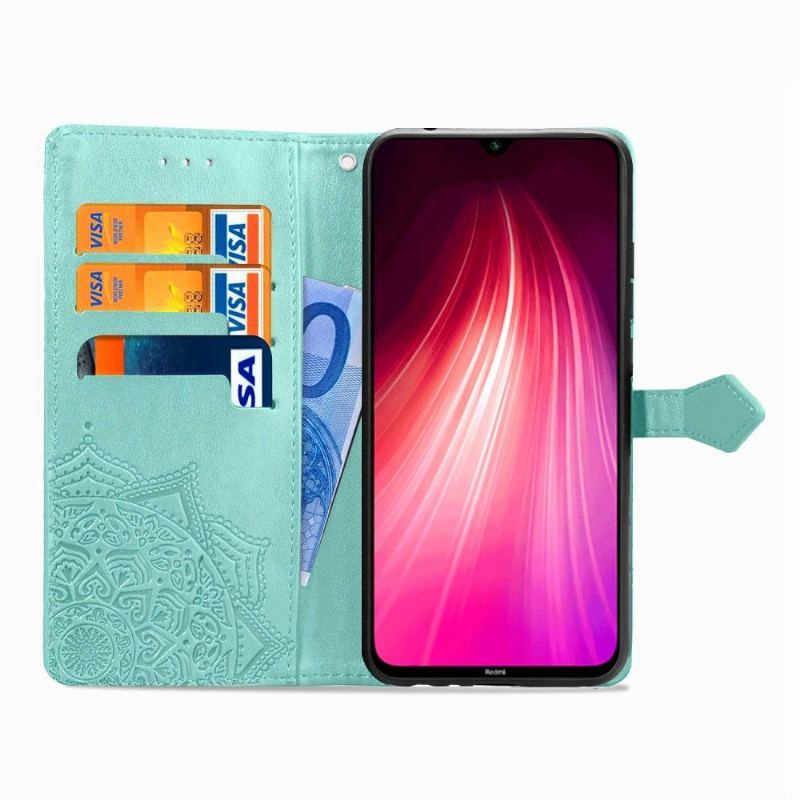 Skórzany Futerał do Xiaomi Redmi Note 8 2021 Mandala Relief Faux Leather