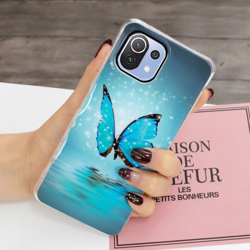 Etui do Xiaomi Mi 11 Lite 5G NE / Mi 11 Lite / Mi 11 Lite 5G Luminous Blue Butterfly