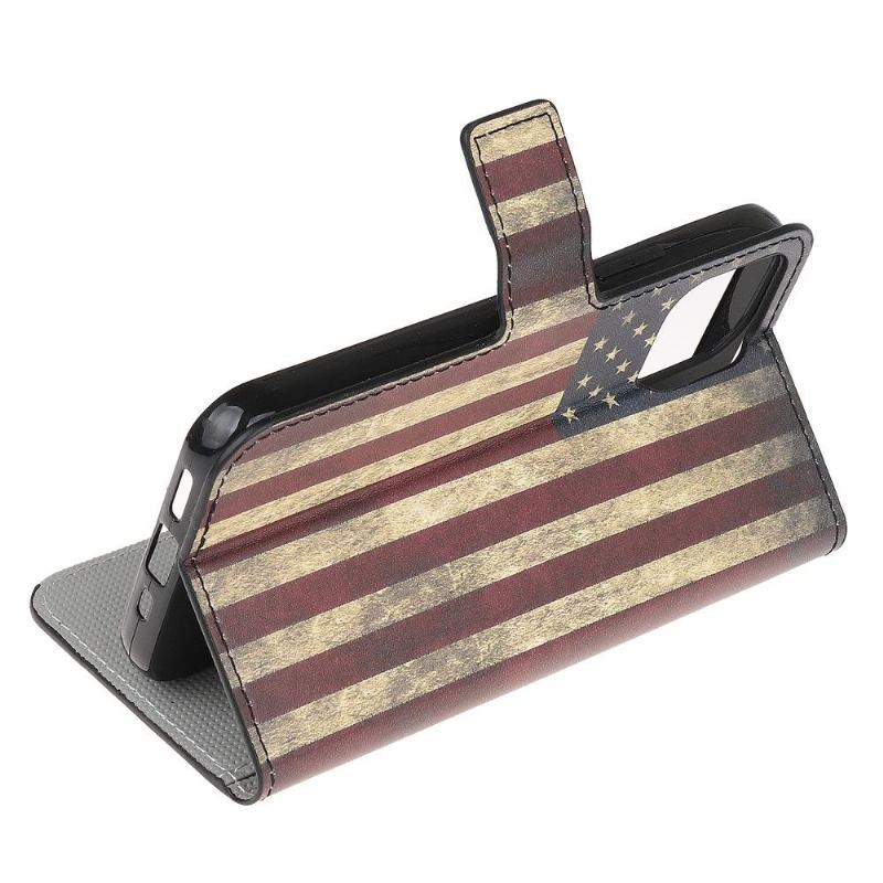 Skórzany Futerał do Xiaomi Mi 11 Lite 5G NE / Mi 11 Lite / Mi 11 Lite 5G Anti-fall Vintage American Flag