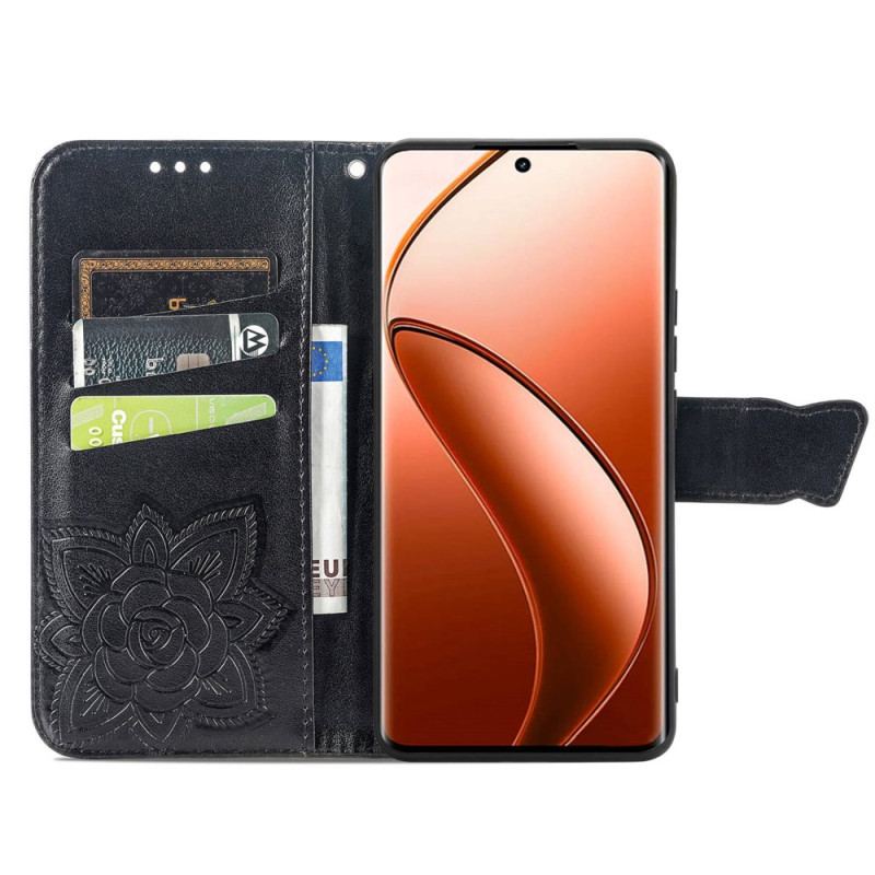 Etui Folio Realme 12 Pro / 12 Pro Plus Barokowy Motyl Z Paskiem Etui Ochronne