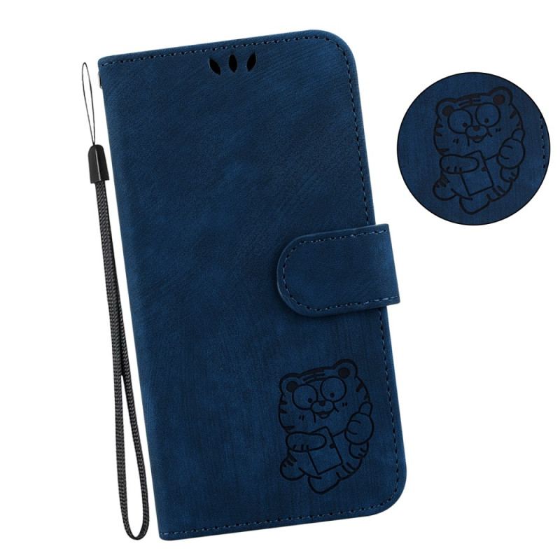 Etui Folio Realme 12 Pro / 12 Pro Plus Mały Tygrys Z Paskiem Etui Ochronne