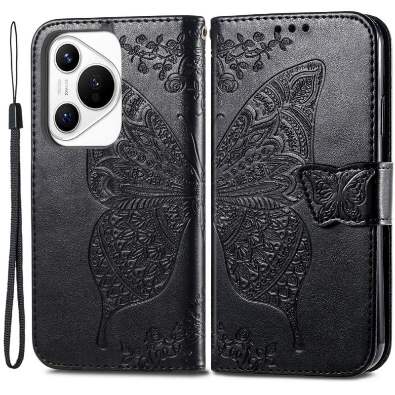 Etui Folio Do Huawei Pura 70 Barokowy Motyl Z Paskiem