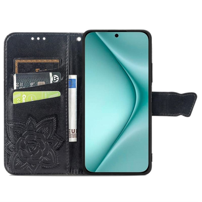 Etui Folio Do Huawei Pura 70 Barokowy Motyl Z Paskiem