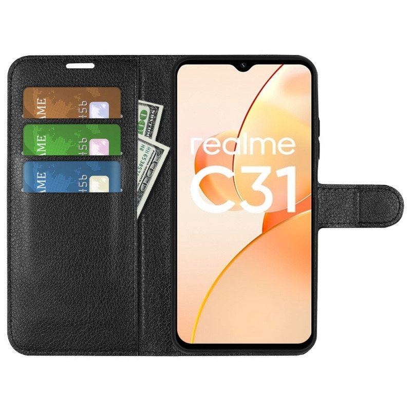 Etui Folio do Realme C31 Błyszcząca Sztuczna Skóra