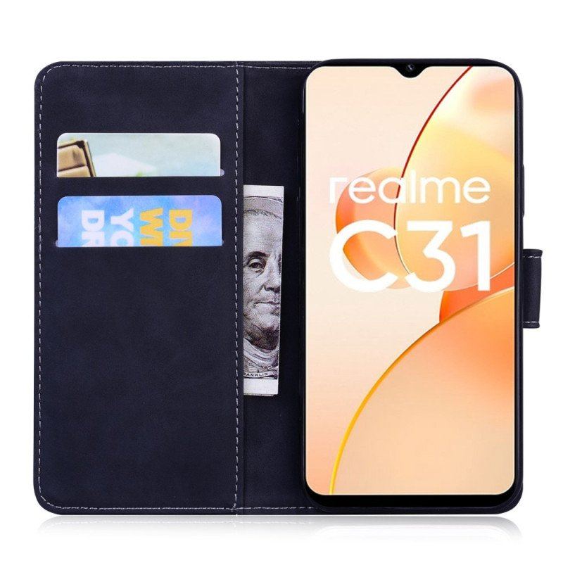 Etui Folio do Realme C31 Motyl Ze Sztucznej Skóry