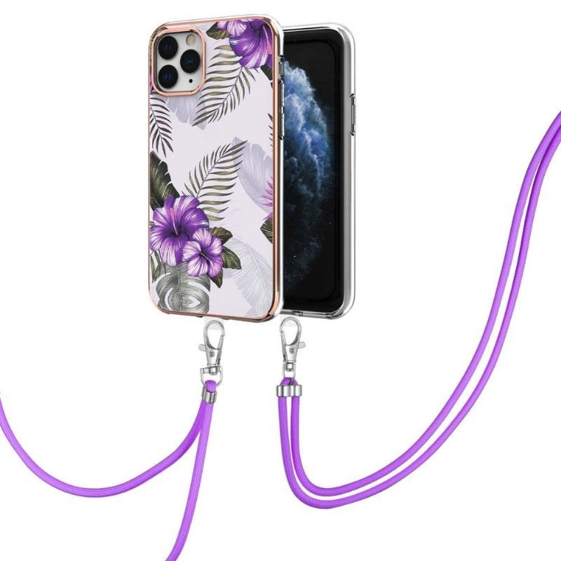 Etui do iPhone 11 Pro Max Anti-fall ze Sznurkiem Egzotyczne Kwiaty