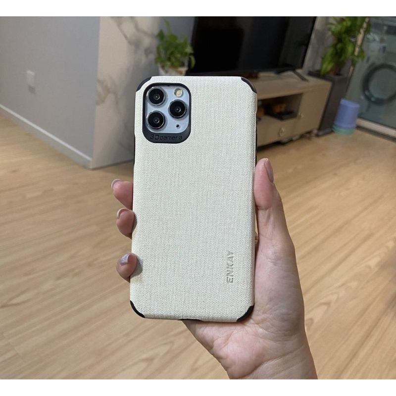 Etui do iPhone 11 Pro Max Efekt Płótna + Folia Ze Szkła Hartowanego