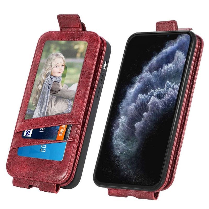 Etui Folio do iPhone 11 Pro Max Obrzeża Skórzany Futerał Pionowy Uchwyt Na Karty Z Klapką